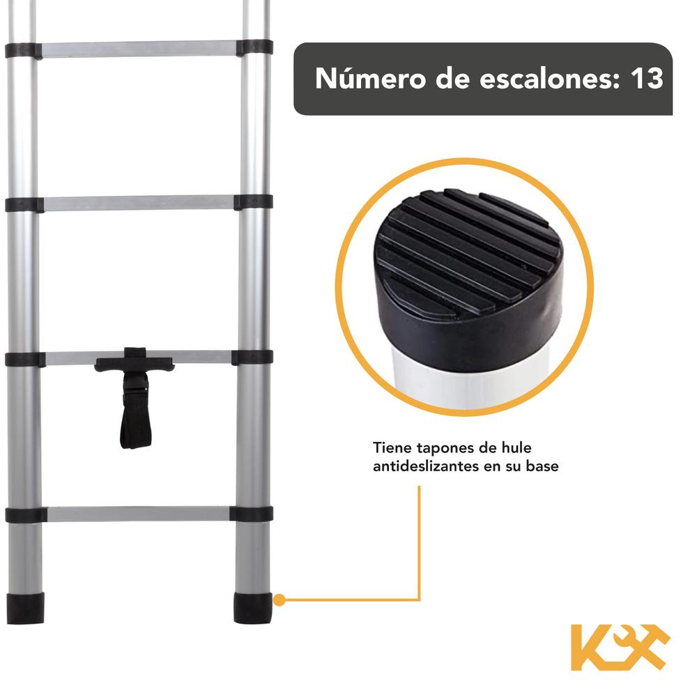 Escalera Telescópica De Aluminio Plegable 5 M 12 Escalones