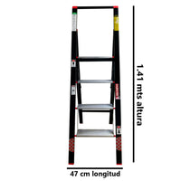 Thumbnail for Escalera Tijera Aluminio Cuerpo Acero 4 Escalones Peldaños