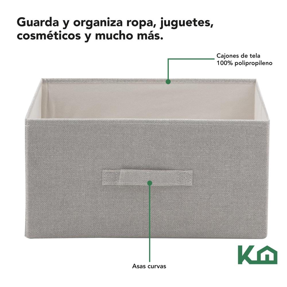 Comoda Cajonera de 4 Cajones Mueble Organizador Tela Madera