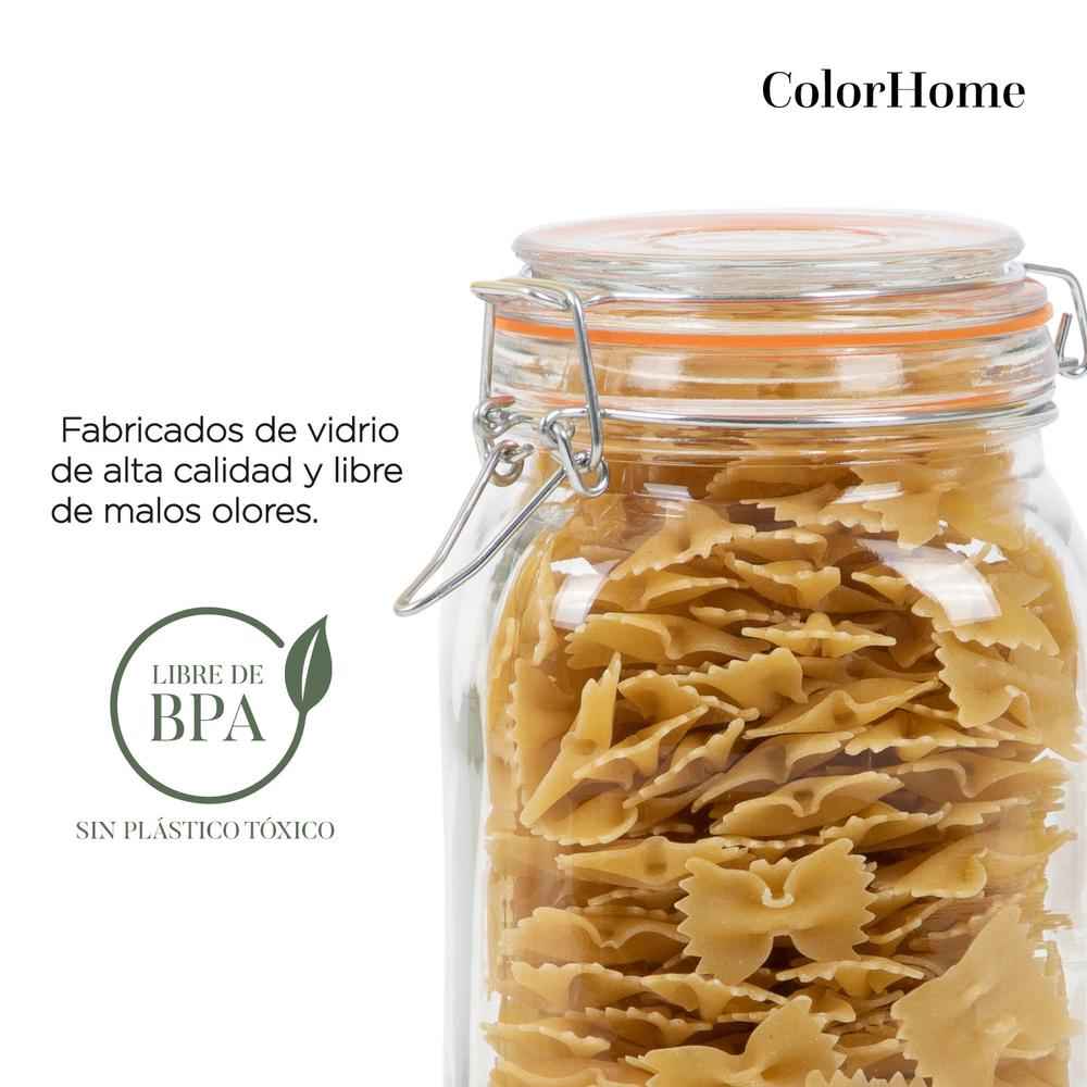 Frasco Hermetico De Vidrio Contenedor Tapa Clip 1,5 L X3