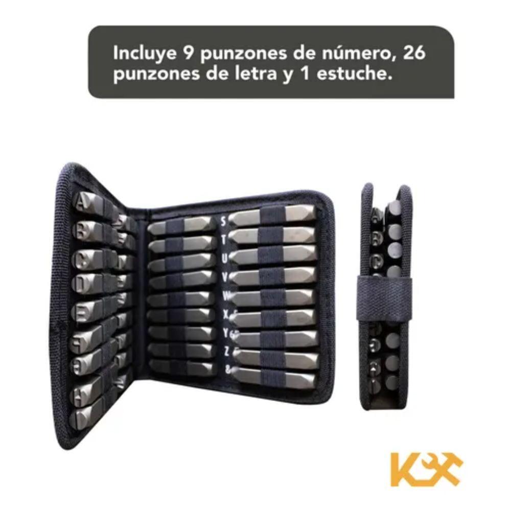 Punzon Letra y Número Juego con 36 Piezas 8 mm Kingsman