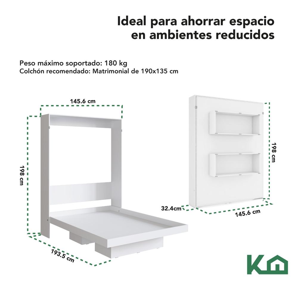 Base Cama Matrimonial Abatible Blanca KingsHouse Desmontable