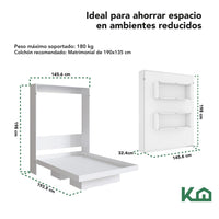 Thumbnail for Base Cama Matrimonial Abatible Blanca KingsHouse Desmontable