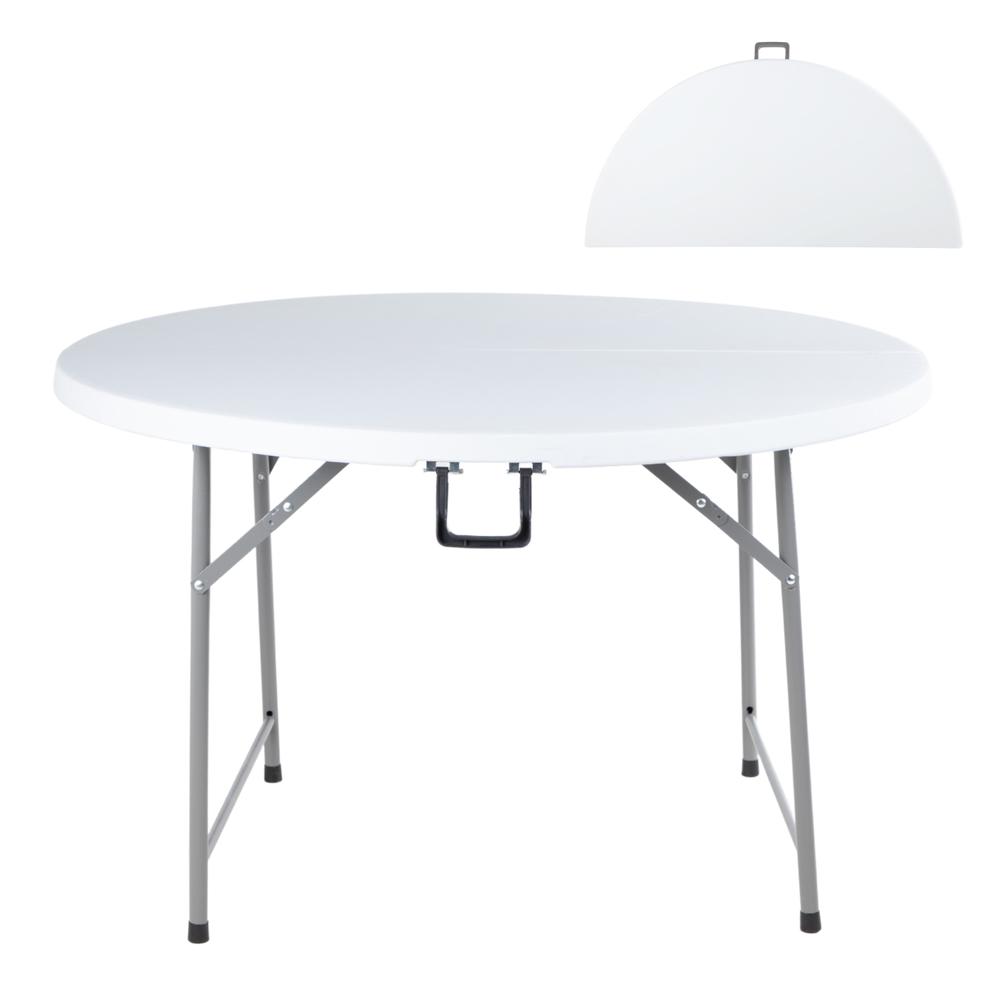 Mesa Redonda Comedor Plegable Portatil Evento 122 cm Blanca