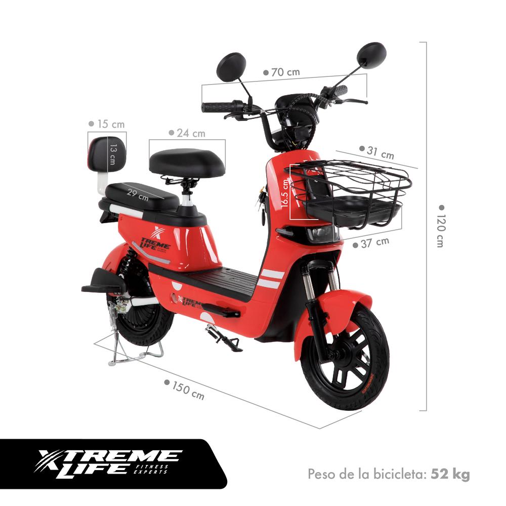 Bicicleta Eléctrica Moto 350W 0-33km/h Con Canastilla 50 km