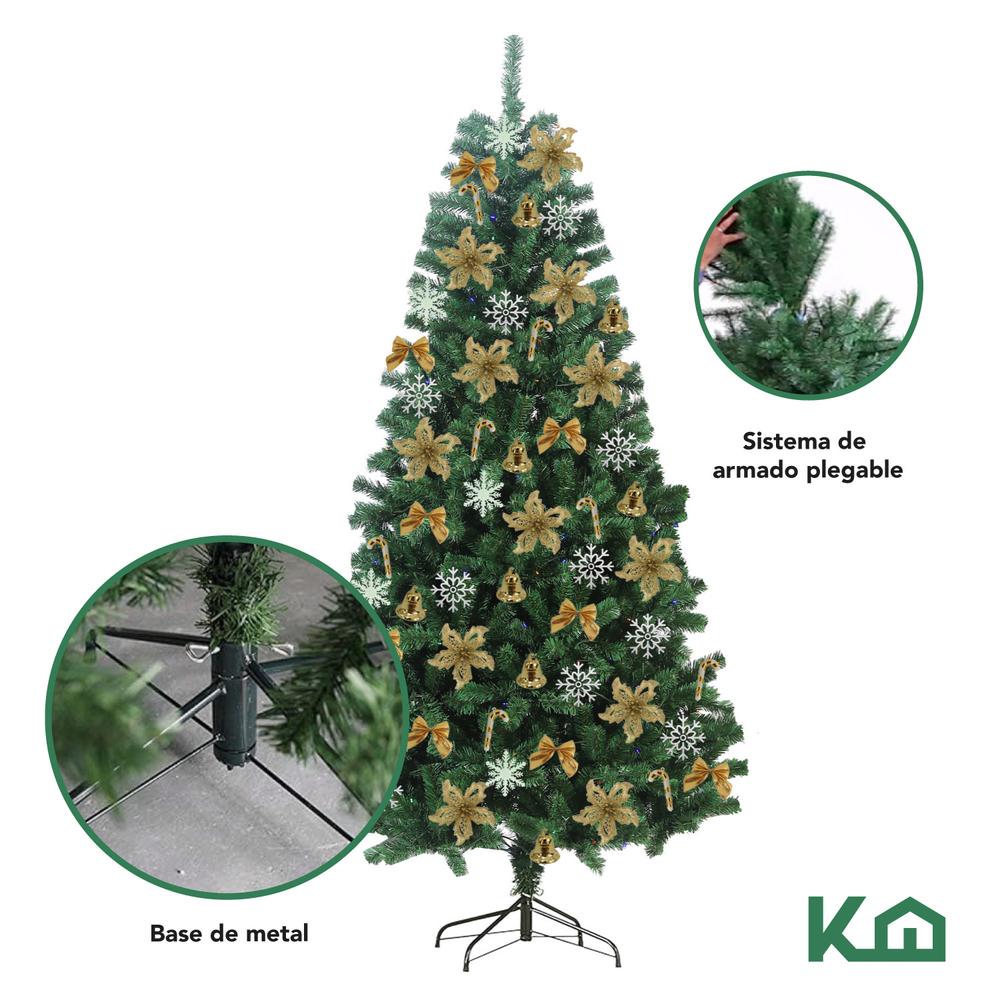 Arbol De Navidad + Adornos Esferas Navideñas 120 Pzas Decoración