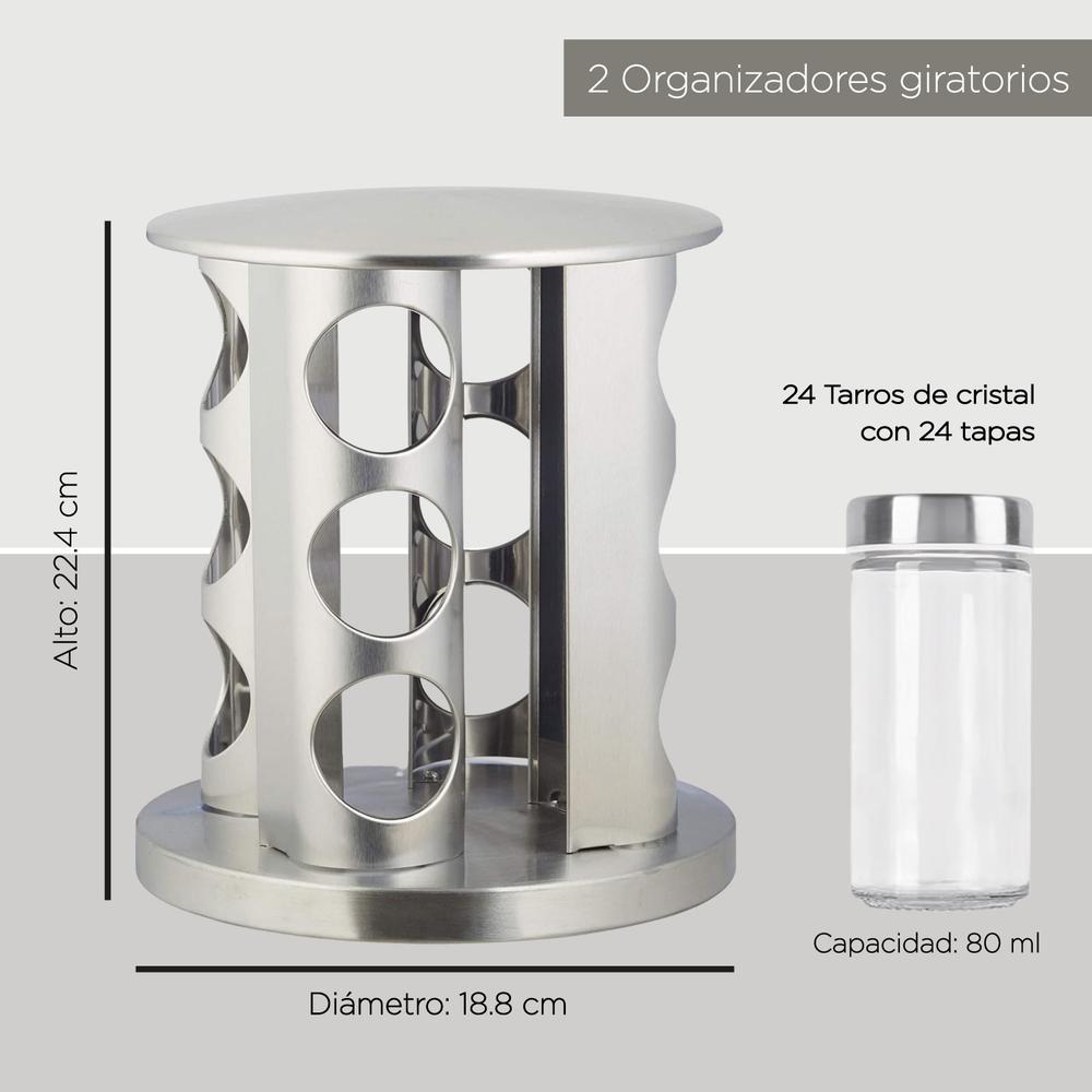 Especiero Moderno Giratorio Organizador de Cocina 24 Frascos