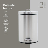 Thumbnail for Botes de Basura 7L C/Pedal Acero Inox Metalico Cocina 2pzas