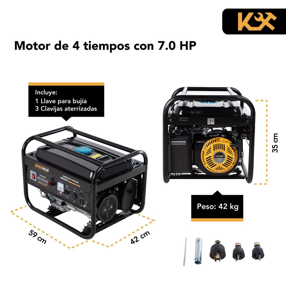 Generador Portatil De Luz 110/220v A Gasolina 7.5hp 3000w Amarillo King3000