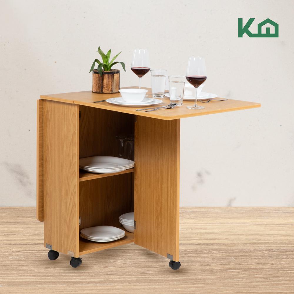 Mesa Comedor Plegable Ruedas Madera Multifuncion Movible 140