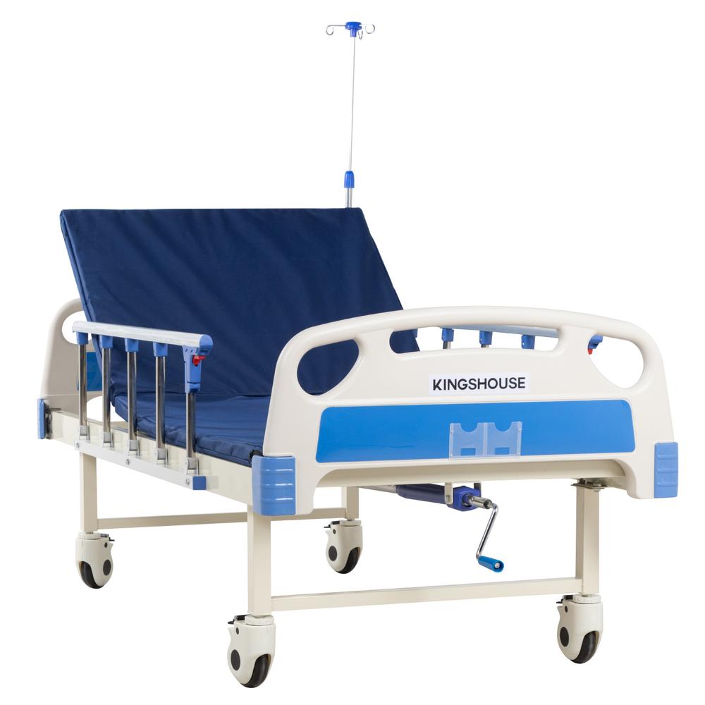 Cama De Hospital Manual Con Base de Colchon y Porta Suero