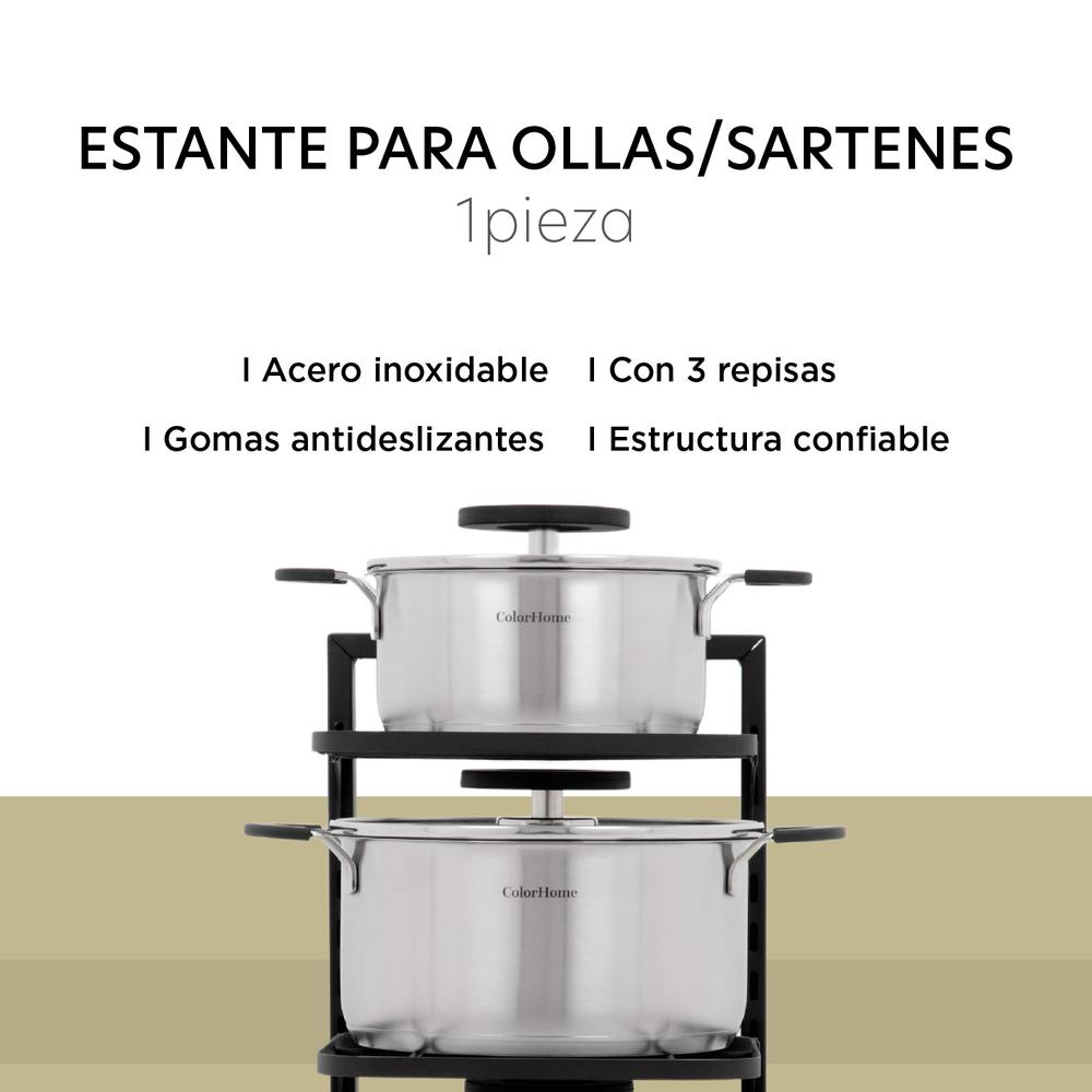 Estante Organizador Para Ollas y Sartenes Cocina 3 Repisas