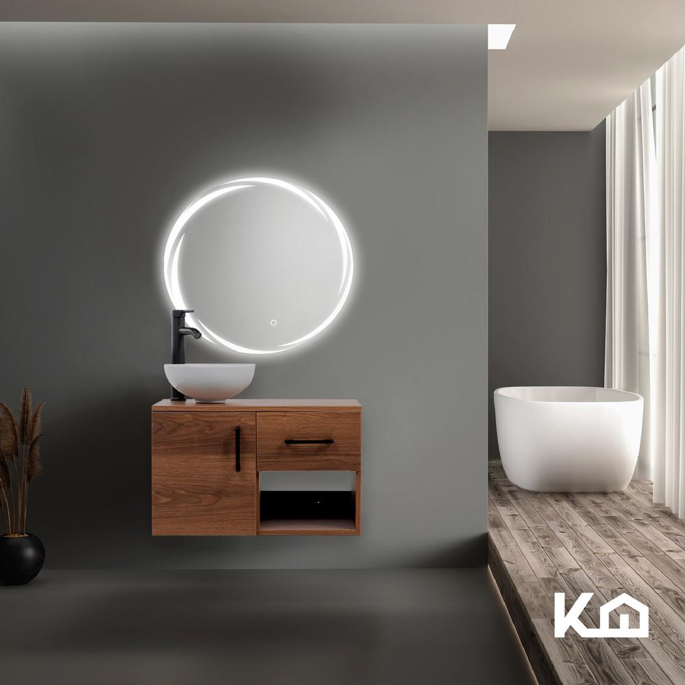 Mueble Organizador Gabinete Baño + Espejo Redondo Luz LED