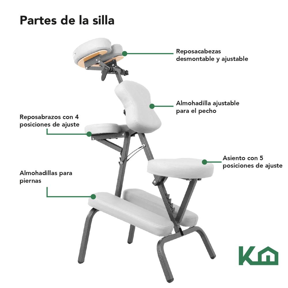 Silla Masaje Portatil Vinil Shiatsu Confort Premium Tattoo