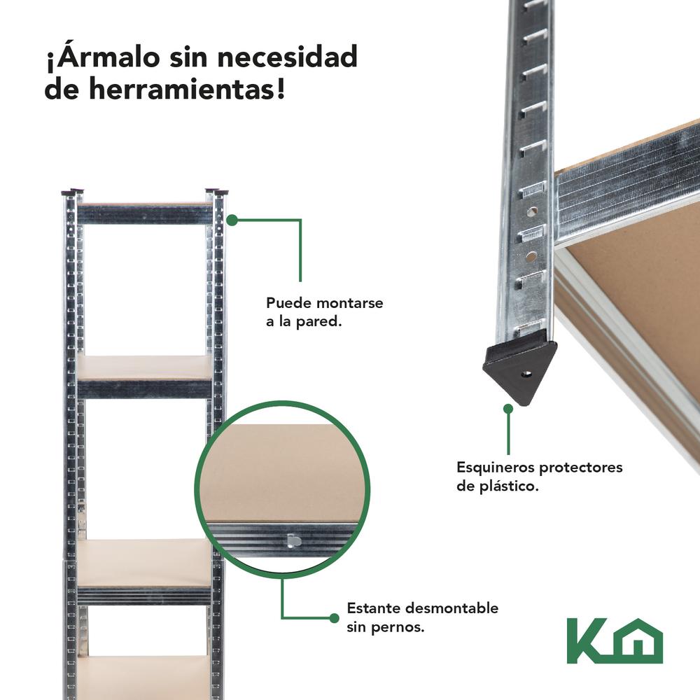 Estante Anaquel Organizador 5 Repisas Rack Metalico 2 Piezas