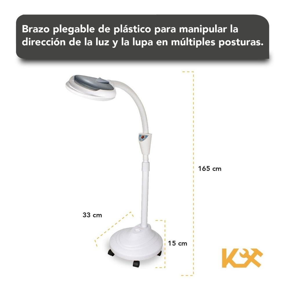 Lupa Con Base Pedestal de 165 cm Aumento 8X luz 120 Leds 8606AB Kingsman