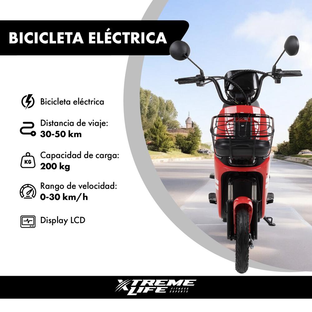 Bicicleta Eléctrica Moto 350W 0-33km/h Con Canastilla 50 km