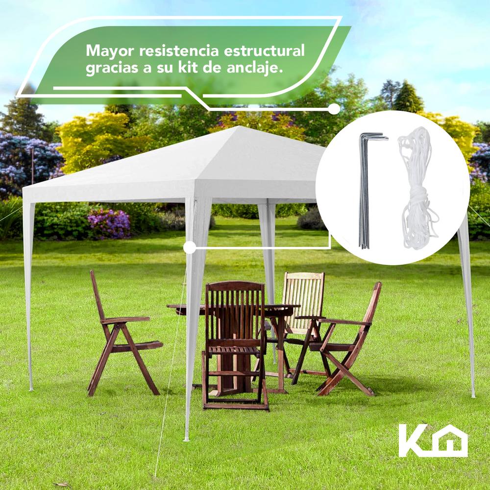 Toldo Carpa 3x3 M Impermeable Acero Lona Para Jardin Blanco