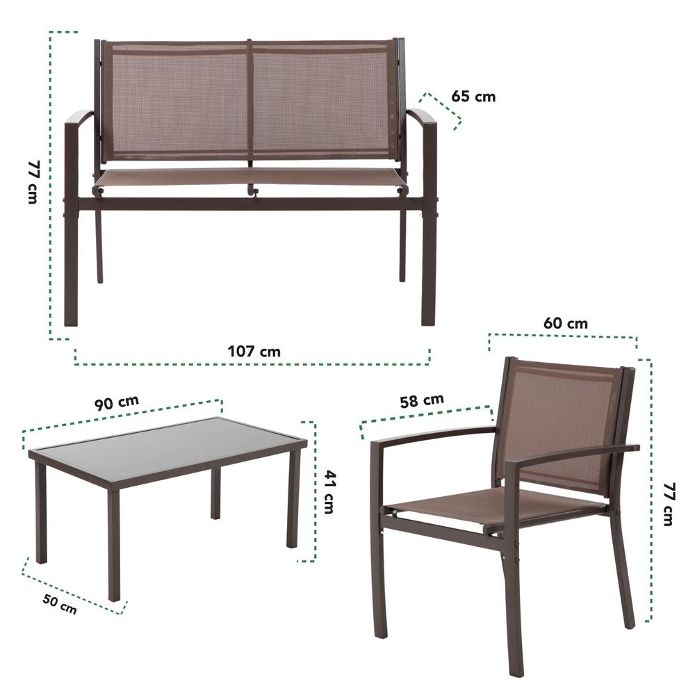 Sala Exterior para Jardin Textileno Sillas Sillon Mesa 4Pzas