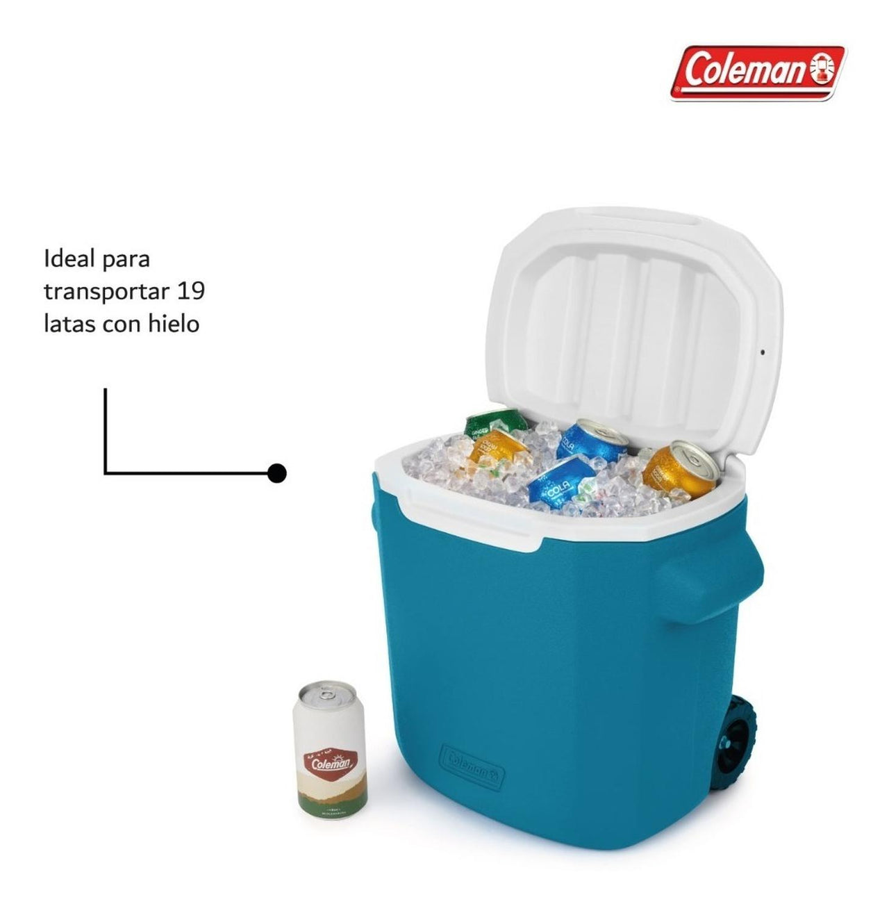 Hielera Coleman Con Ruedas Asa Retráctil 28qt Para 19 Latas