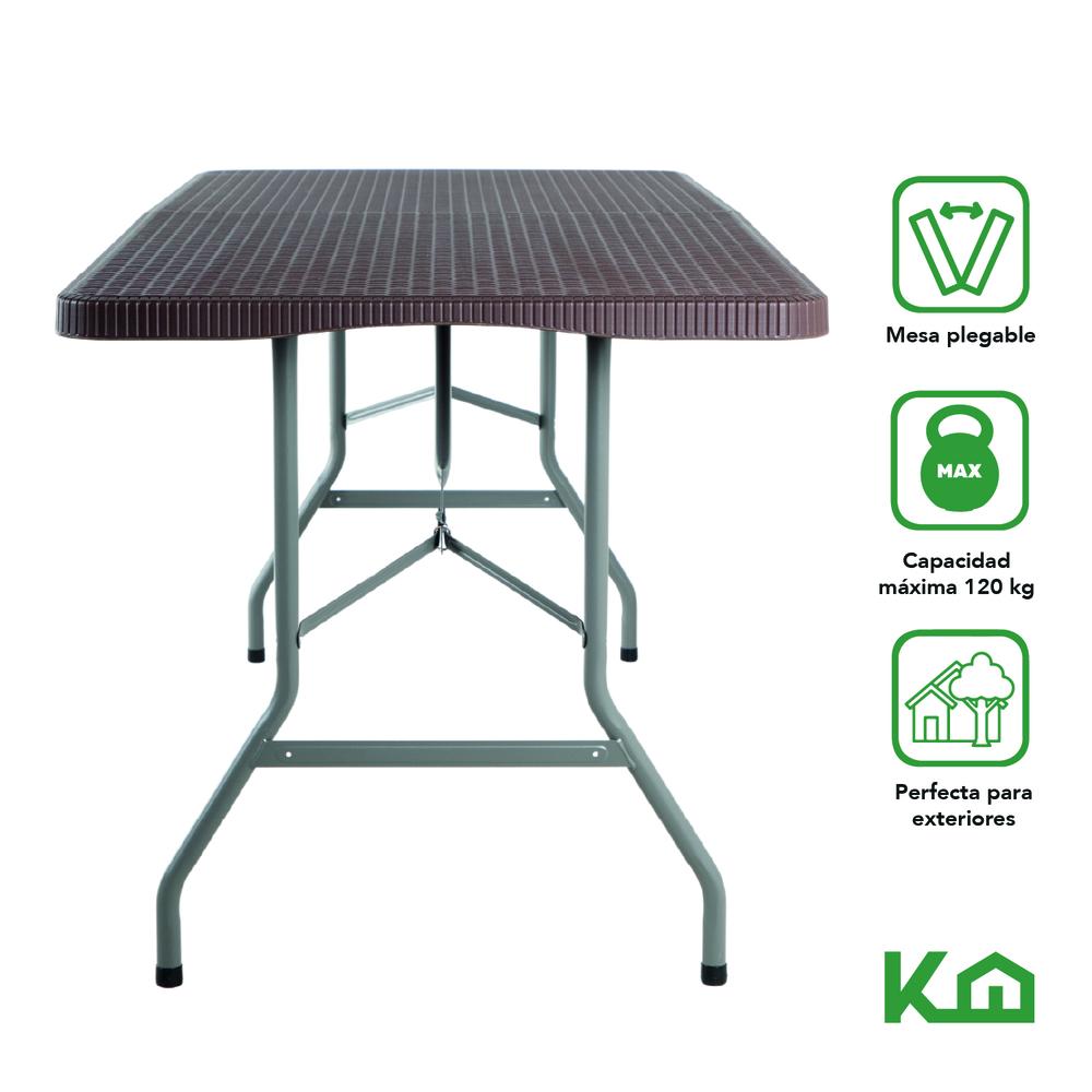 Mesa Plegable Portafolio Plastico Tipo Rattan Portatil 2pzas