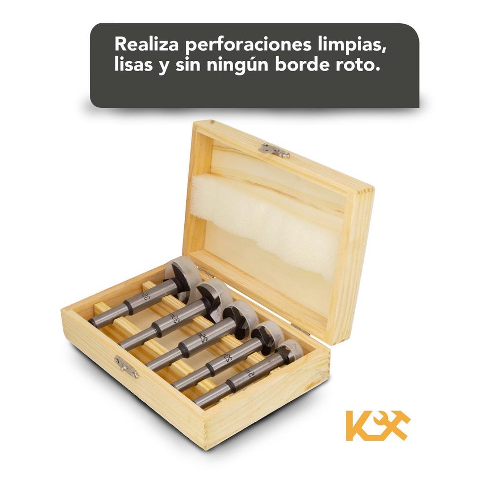 Broca para Madera Forstner Juego de 5 Piezas 15 a 35 mm 402111 Kingsman