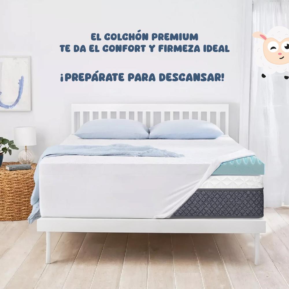 Colchon Queen Size En Caja De Espuma Con Cubrecolchon Topper