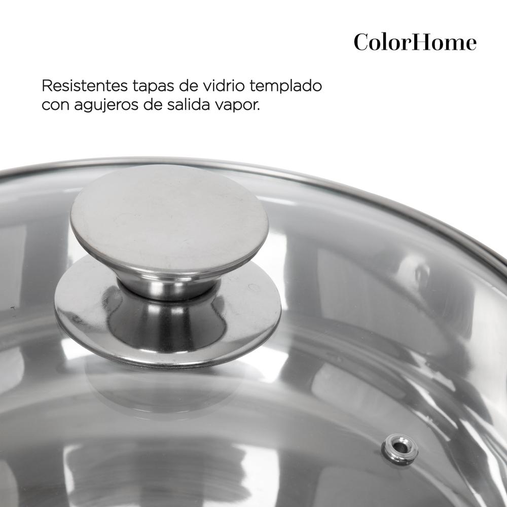 Bateria De Cocina 7 Pzas Acero Inoxidable Tricapa Colorhome