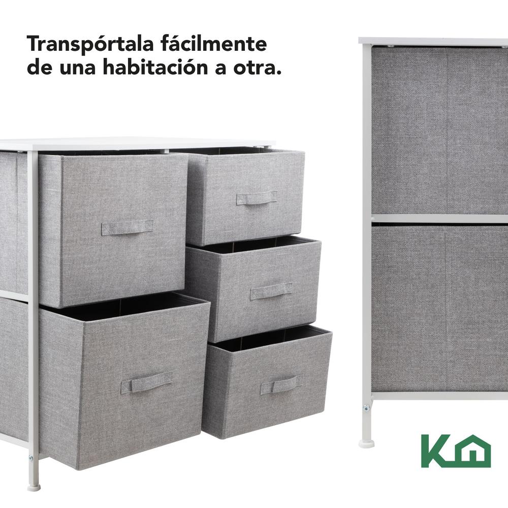 Comoda Cajonera 5 Cajones Mueble Organizador de Tela Madera