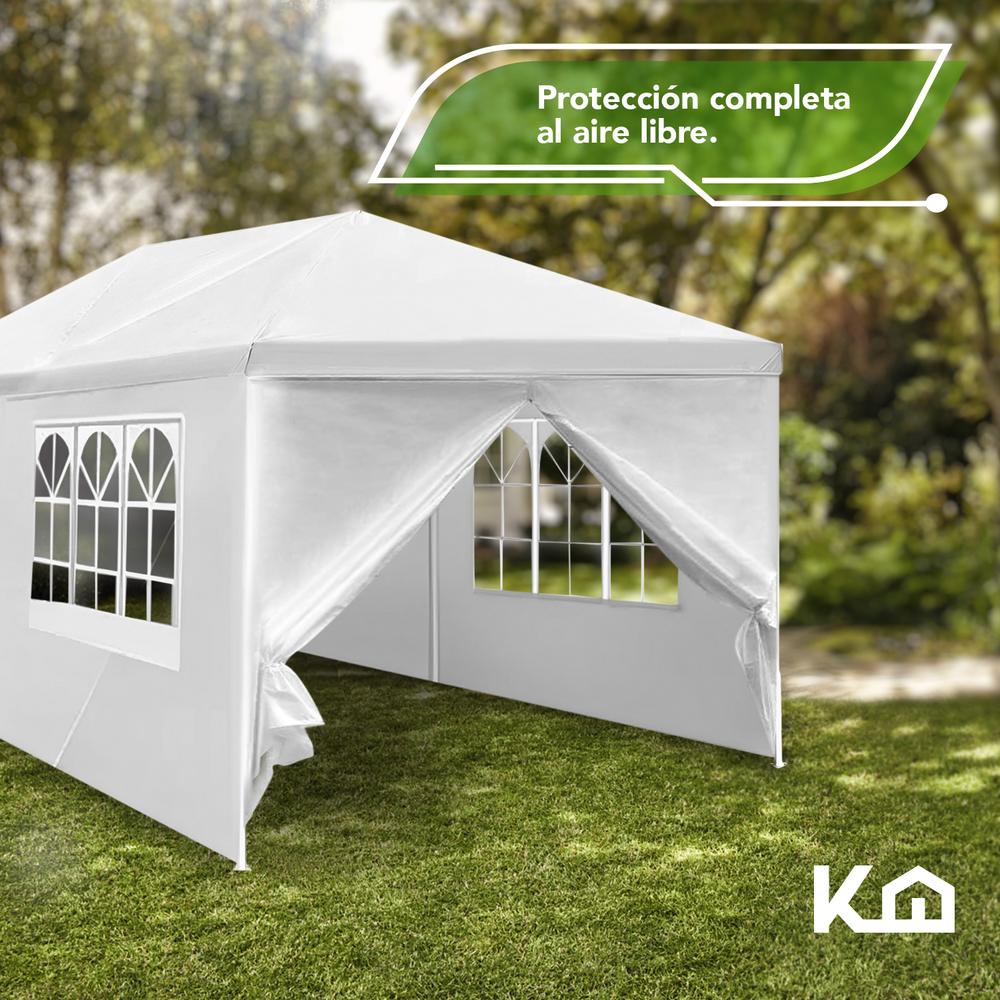 Toldo Carpa 3x6 M Con Pared Impermeable Acero Jardin Blanco