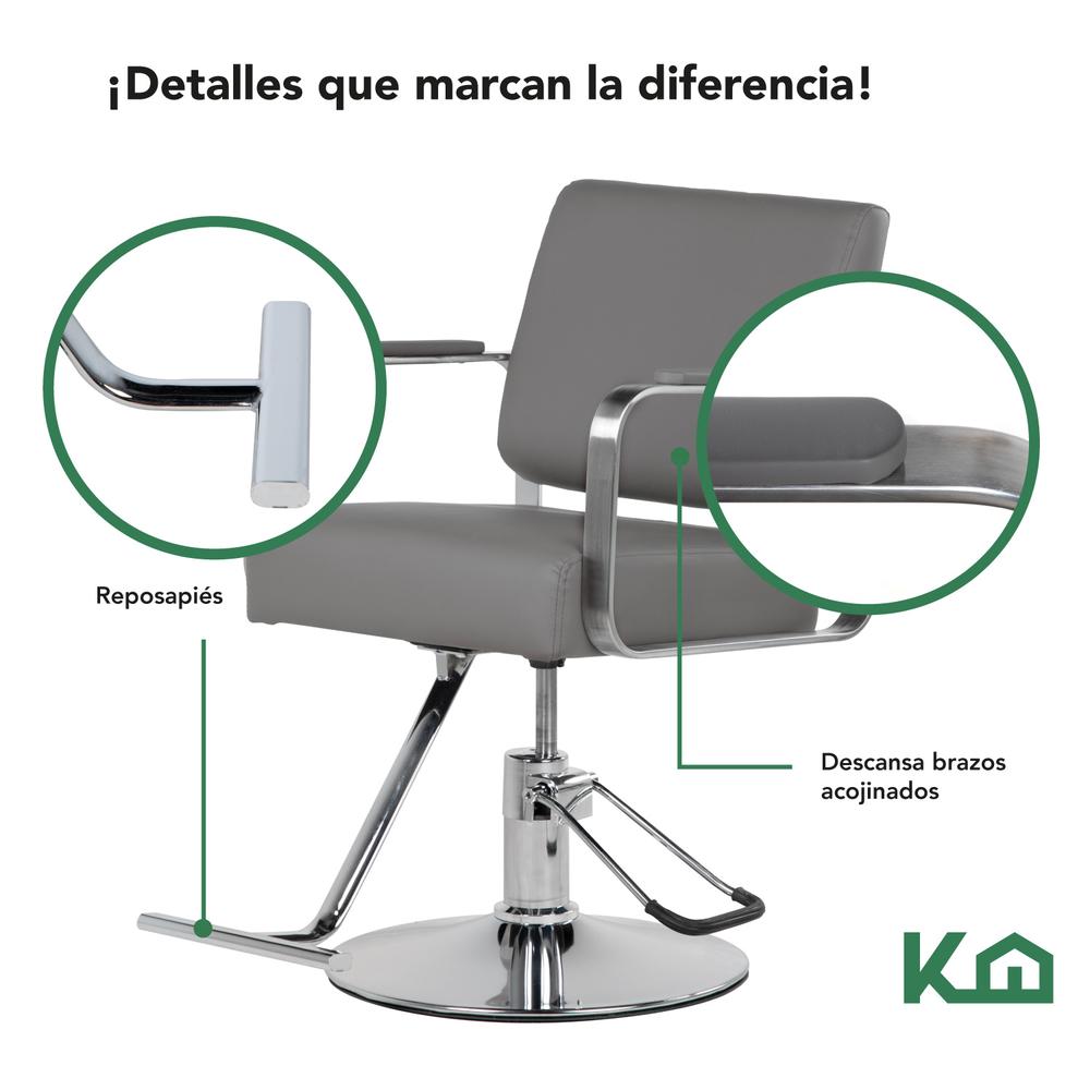 Sillon Barbero Estetica Hidraulico Ajustable Gris Barberia