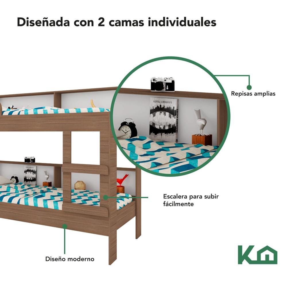 Litera Doble Individual Base Cama Con Estante KingsHouse