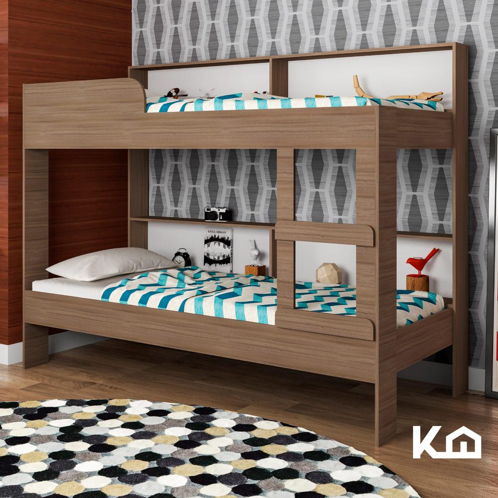 Litera Doble Individual Base Cama Con Estante KingsHouse