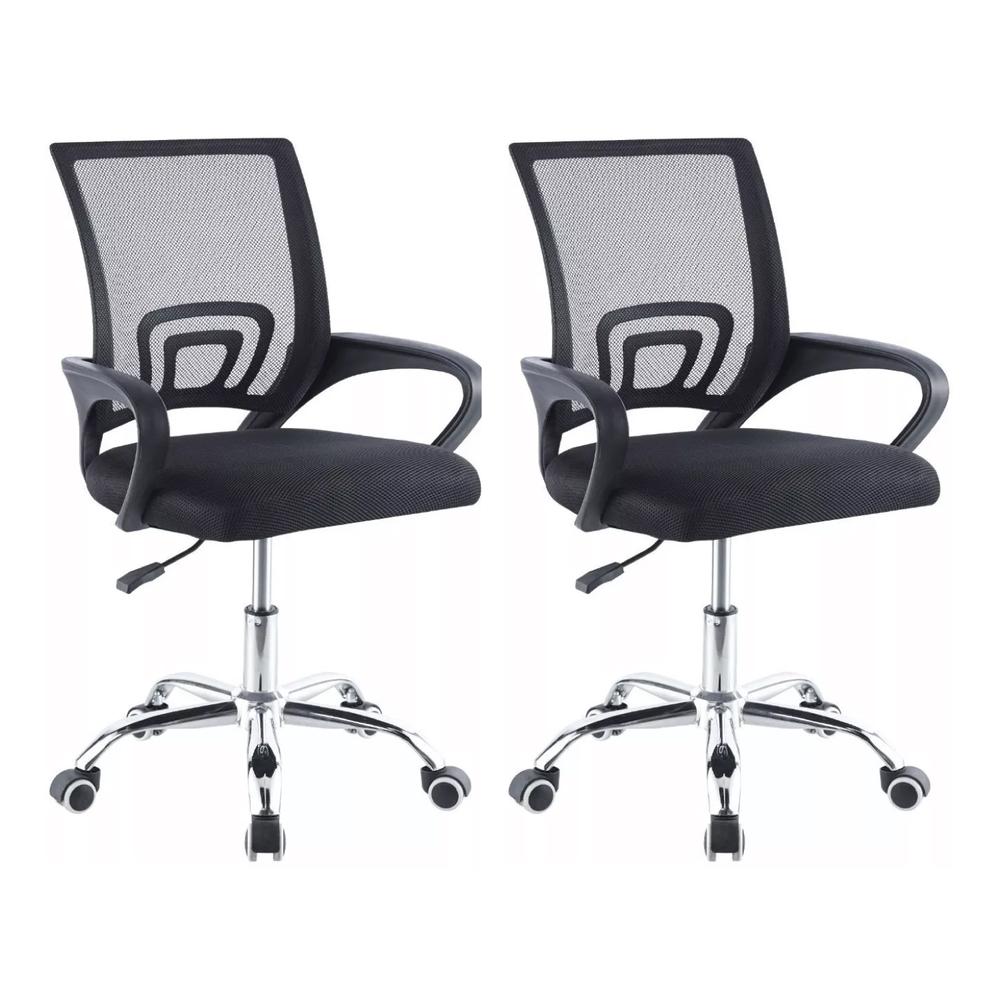 Set de 2 Sillas Mesh Escritorio Ergonomicas Negro Oficina