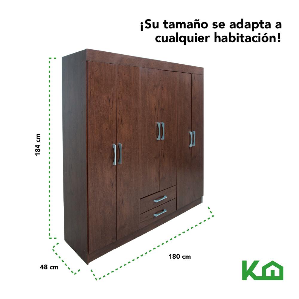 Closet Ropero Armario Moderno Mueble 6 Puertas 2 Cajones