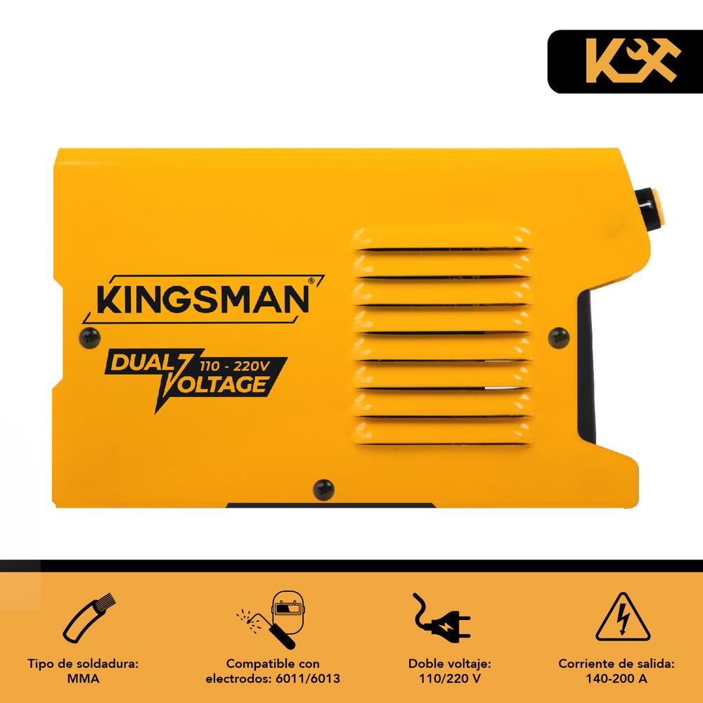 Soldadora Inverter Doble Voltaje 130 amp 110/220v 60Hz  + Accesorios Modelo KINGS140 Kingsman