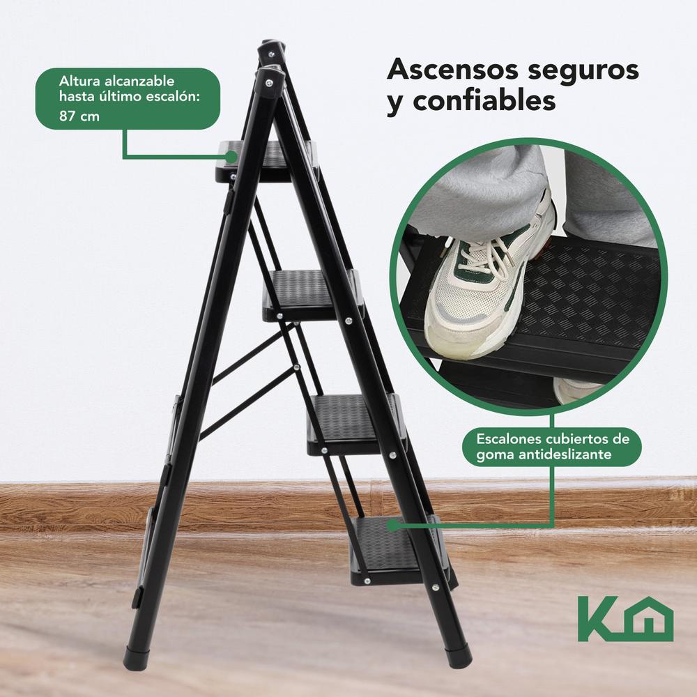 Escalera De Acero Plegable Tipo Tijera 4 Peldaños KingsHouse