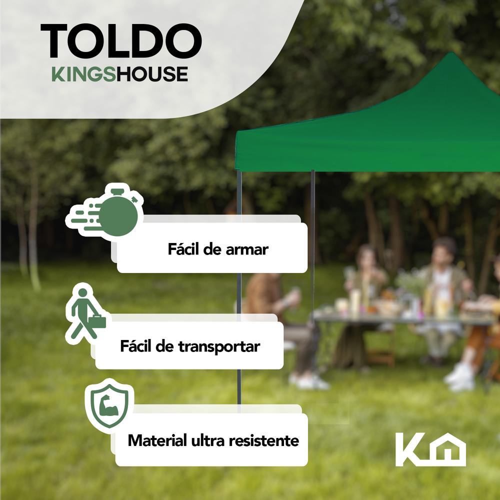 Toldo Carpa Impermeable Plegable Acero 2x2 M Blanco Bolsa