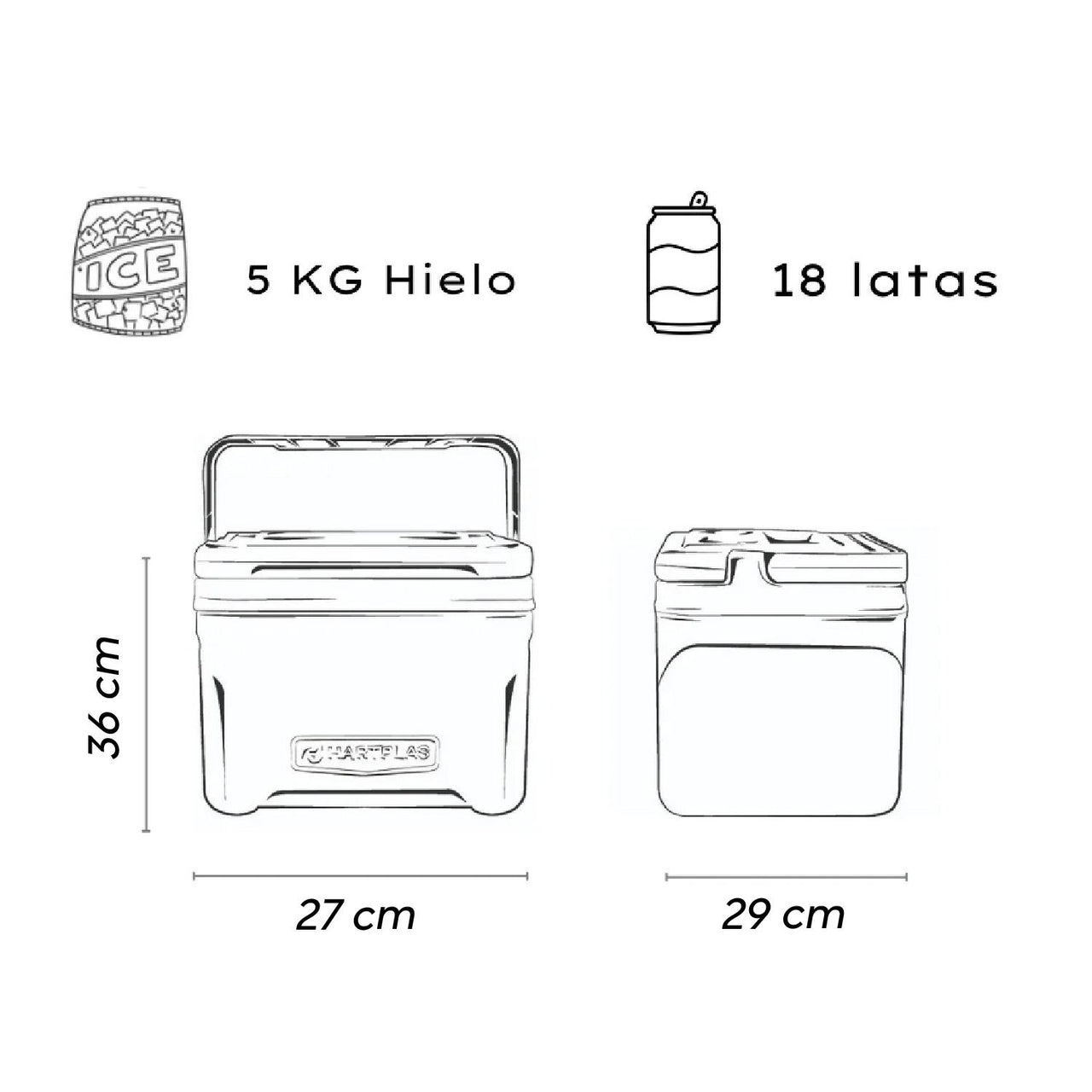 Hielera Hartplas Orizaba Capacidad 13 Qt 12.3 Litros