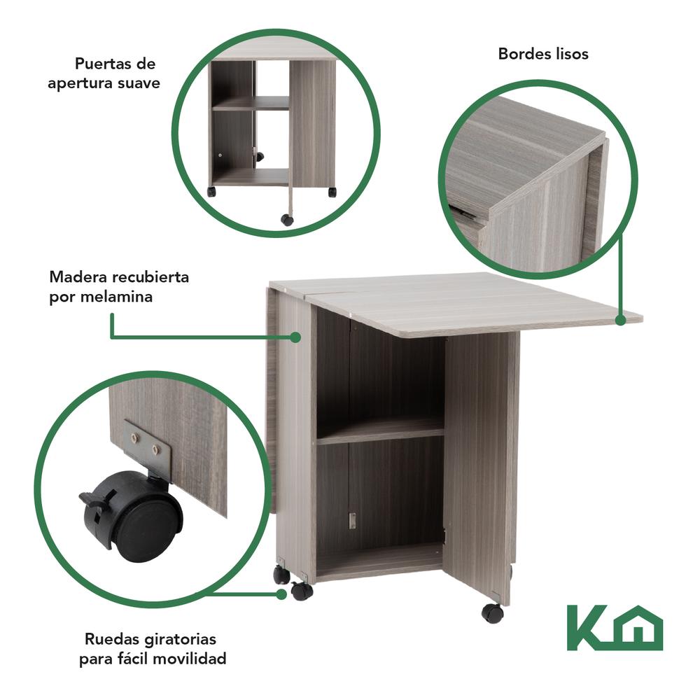 Mesa Comedor Plegable Ruedas Madera Multifuncion Movible 140