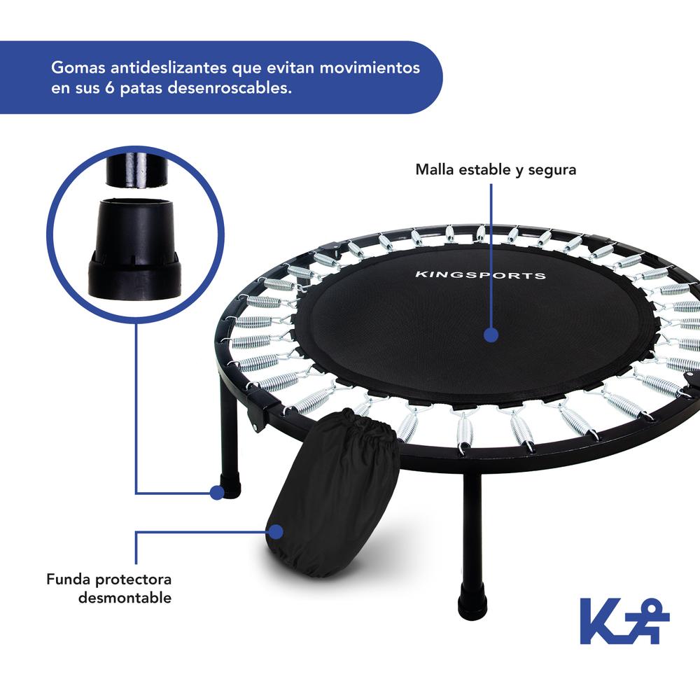 Trampolín 36” Plegable en 4 Cap. 100 Kg C/28 Resortes Color Negro