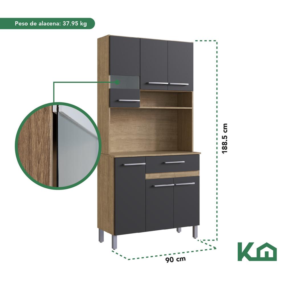 Mueble Rack Cocina Multiuso Alacena 6 Repisas Madera Estante