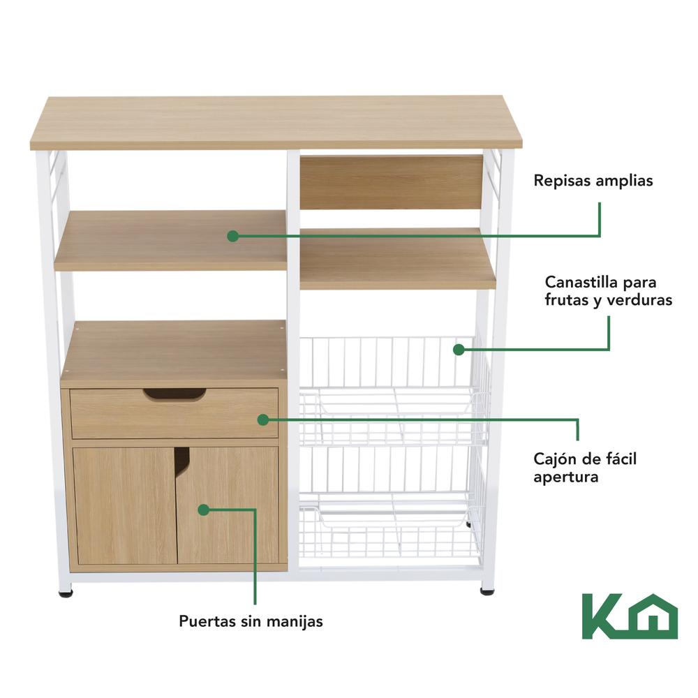 Rack Mueble Multiusos Cajon Repisas Microondas Cocina Hogar