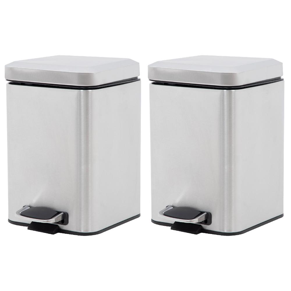 Botes de Basura 6L Acero Inox Metalico Cocina Oficina 2pzas