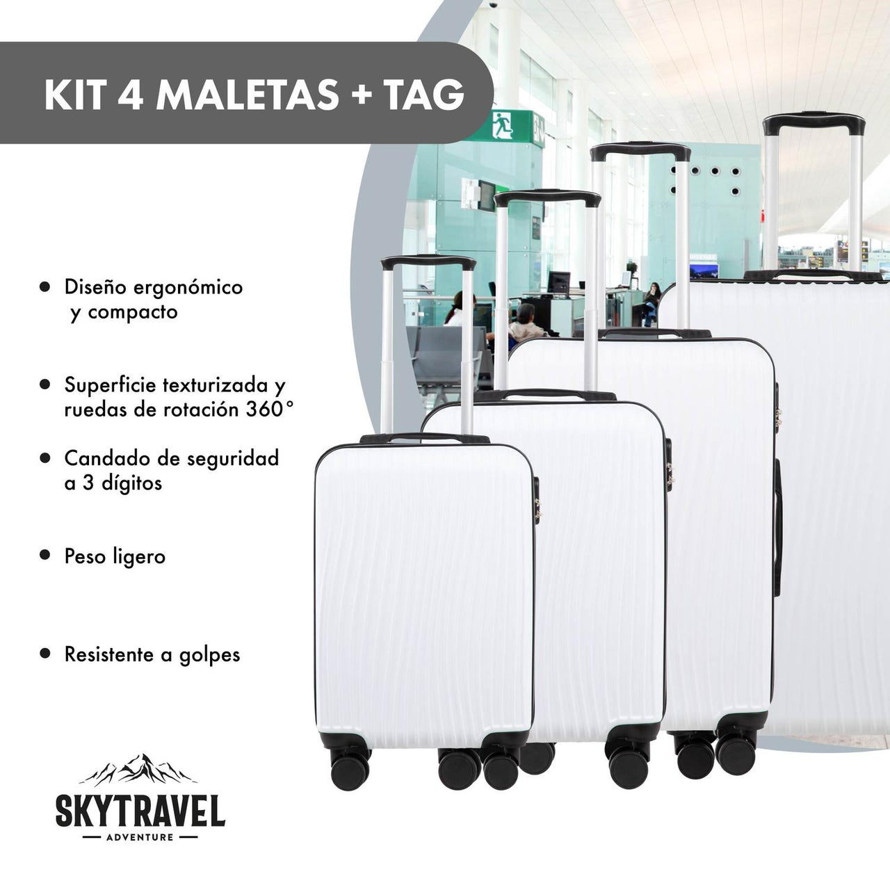 Set De 4 Maletas Para Viaje Con Ruedas Rigidas Alta Calidad