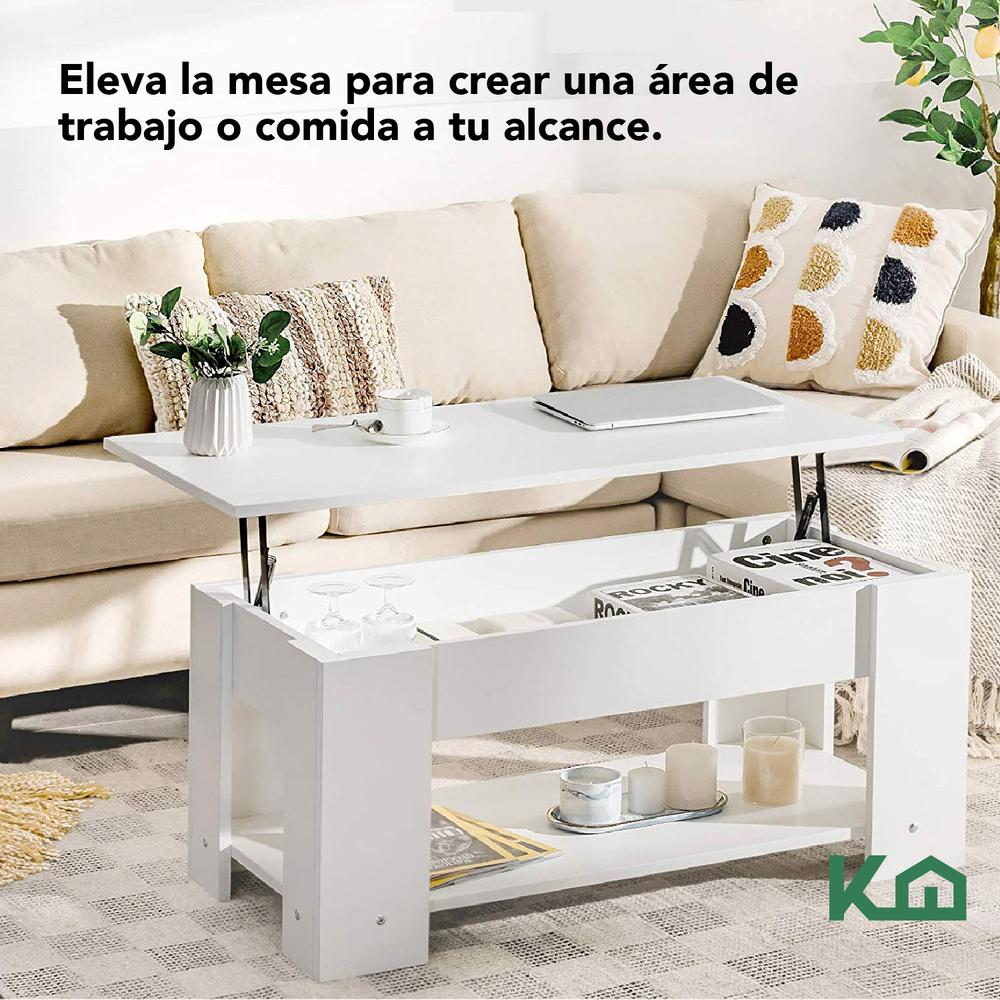 Mesa de Centro Elevable De Madera Con Compartimento Oculto