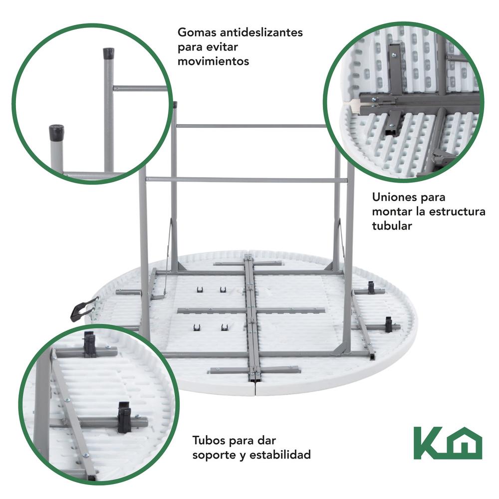 Mesa Redonda Comedor Plegable Portatil Evento 122 cm Blanca