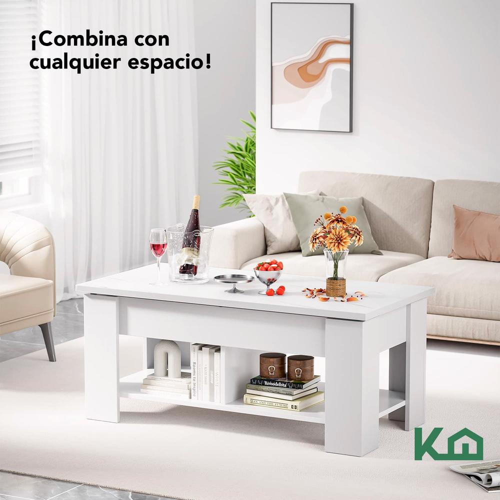 Mesa de Centro Elevable De Madera Con Compartimento Oculto