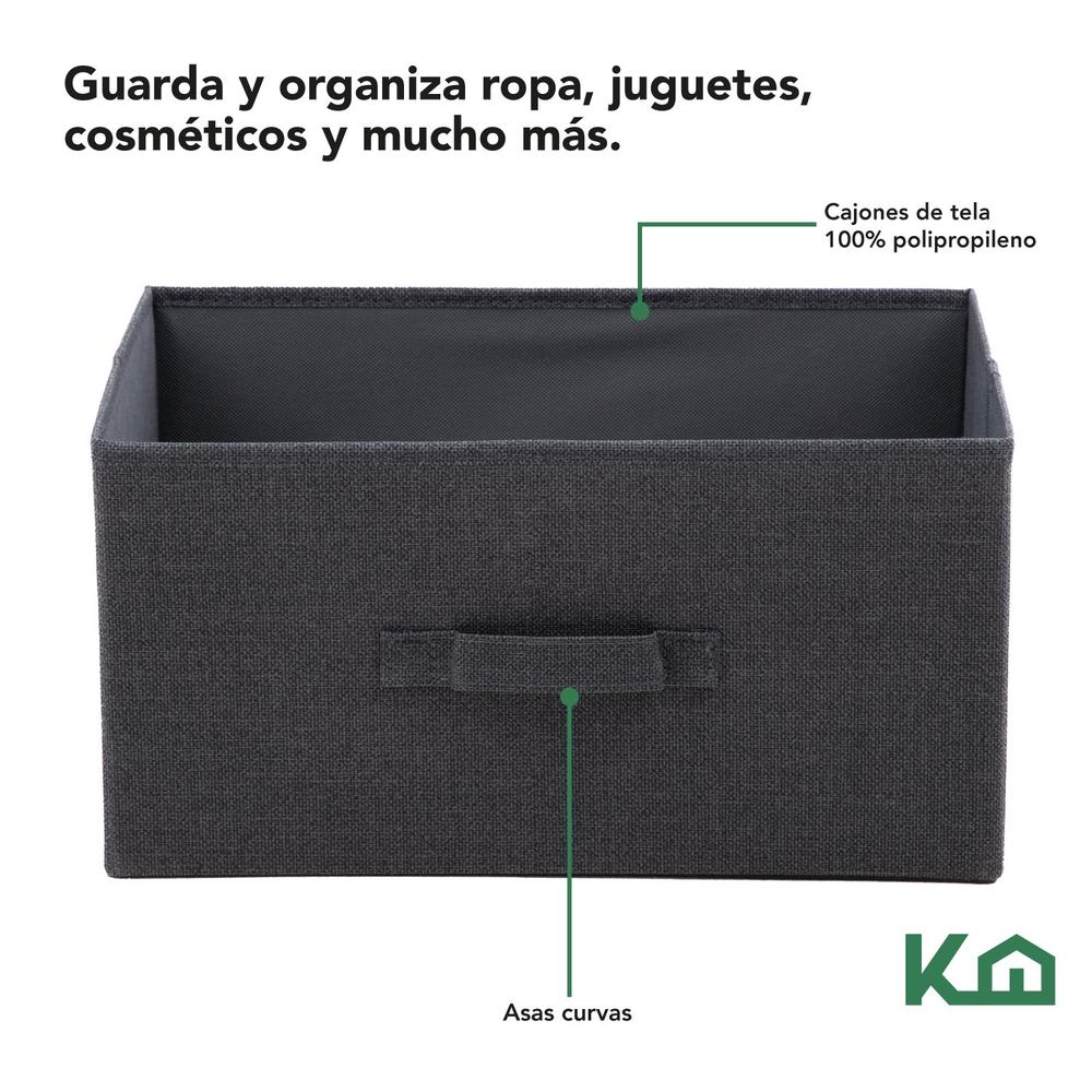 Comoda Cajonera de 3 Cajones Mueble Organizador Tela Madera