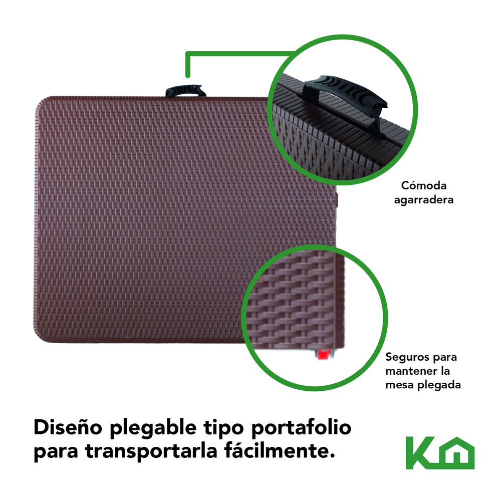 Mesa Plegable Portatil 180cm Portafolio Tipo Rattan Plastico